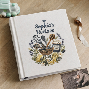 Custom Family Recipe Book Personalized Kitchen Journal Lemon Lavender Sourdough Cookbook Heirloom Gift for Home Baker