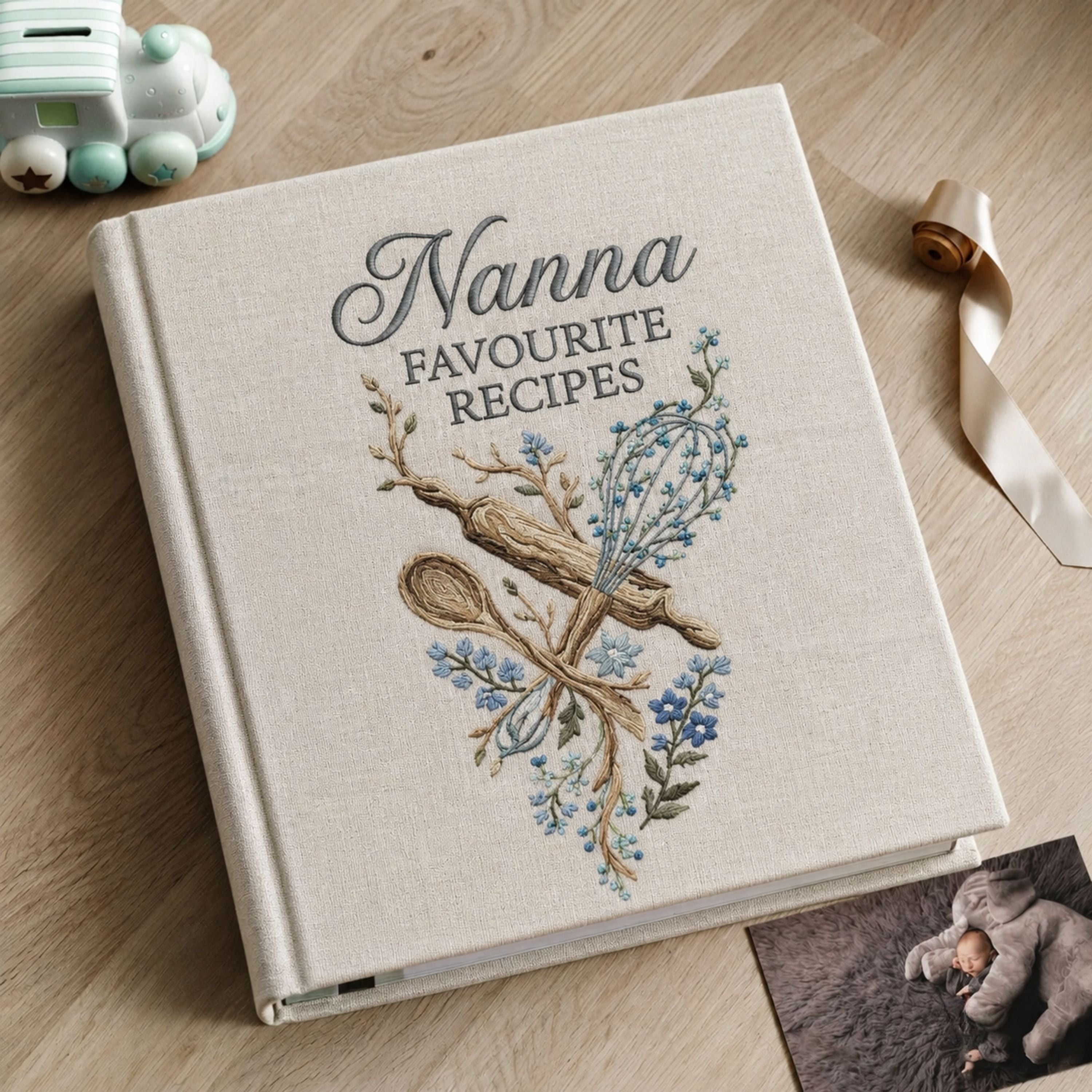 Nanna Favourite Recipes Personalized Cookbook Custom Family Recipe Book Floral Baking Journal Kitchen Keepsake Gift for Grandma