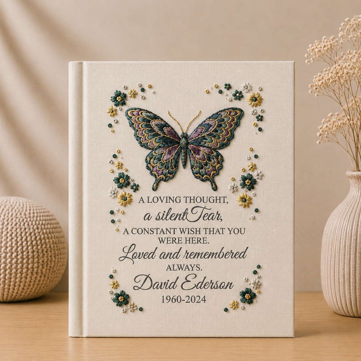 Butterfly Memorial Photo Album Personalized Remembrance Album Floral Sympathy Gift Celebration of Life Memory Keepsake