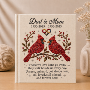 Personalized Dad and Mom Memorial Photo Album Cardinal Remembrance Book Sympathy Gift In Loving Memory Keepsake for Parents