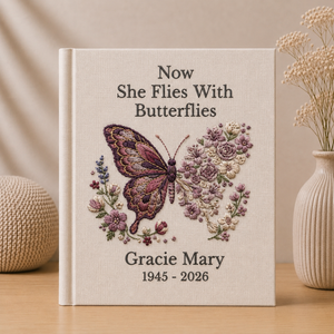 Floral Butterfly Memorial Album Personalized Celebration of Life Photo Book Bereavement Sympathy Gift for Mother Grandma or Loved One