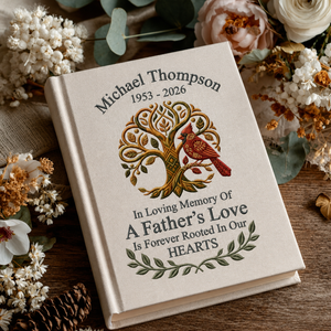 In Loving Memory of Dad Photo Album Personalized Father Remembrance Book Cardinal Memorial Gift Tree of Life Keepsake