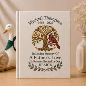 In Loving Memory of Dad Photo Album Personalized Father Remembrance Book Cardinal Memorial Gift Tree of Life Keepsake