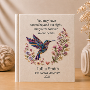 Personalized Memorial Photo Album Hummingbird Remembrance Book Floral Sympathy Gift In Loving Memory Keepsake for Someone Special