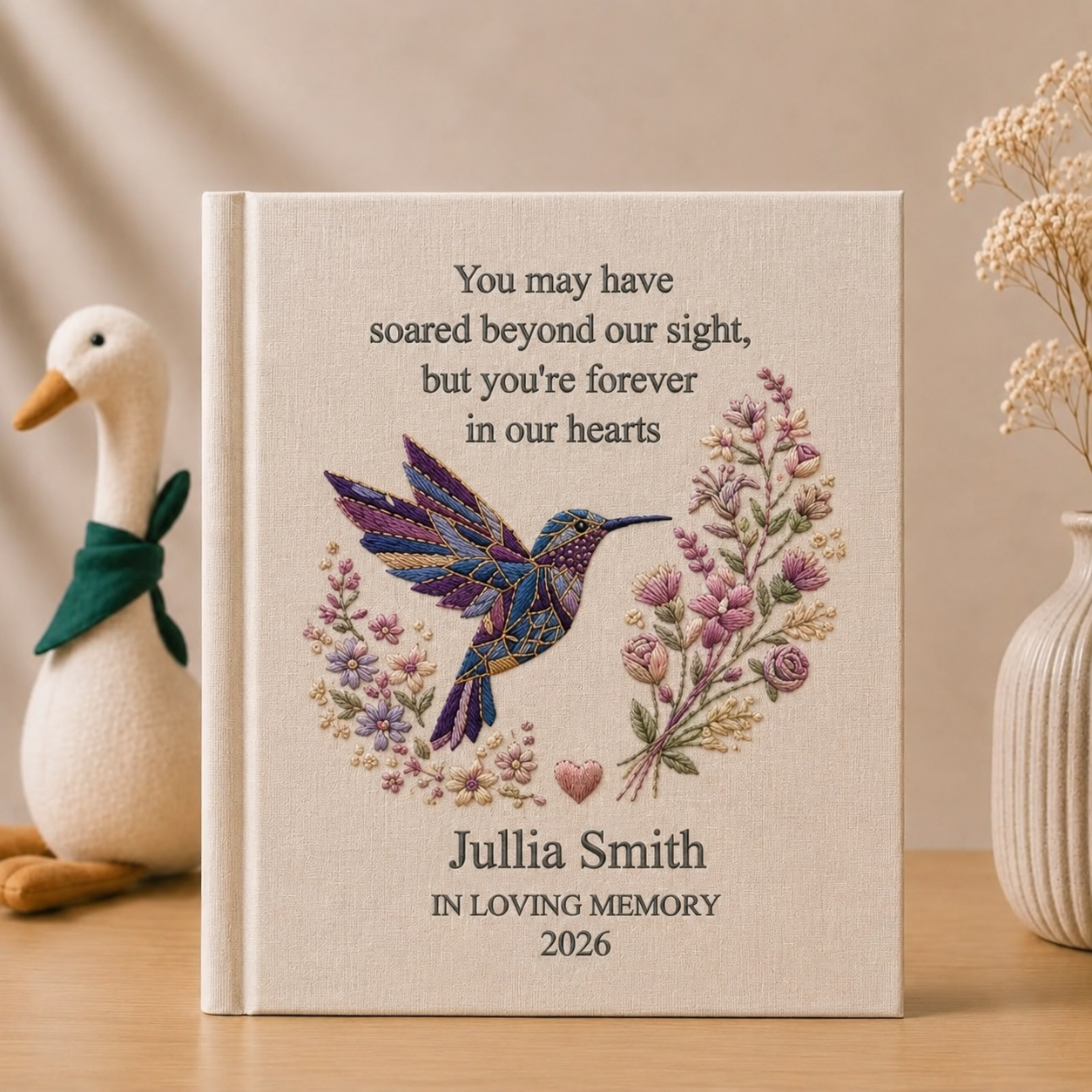 Personalized Memorial Photo Album Hummingbird Remembrance Book Floral Sympathy Gift In Loving Memory Keepsake for Someone Special