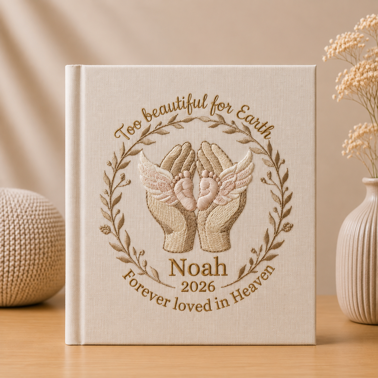 Personalized Baby Memorial Photo Album Angel Wings Remembrance Book Infant Loss Keepsake Forever Loved in Heaven Sympathy Gift