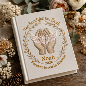 Personalized Baby Memorial Photo Album Angel Wings Remembrance Book Infant Loss Keepsake Forever Loved in Heaven Sympathy Gift