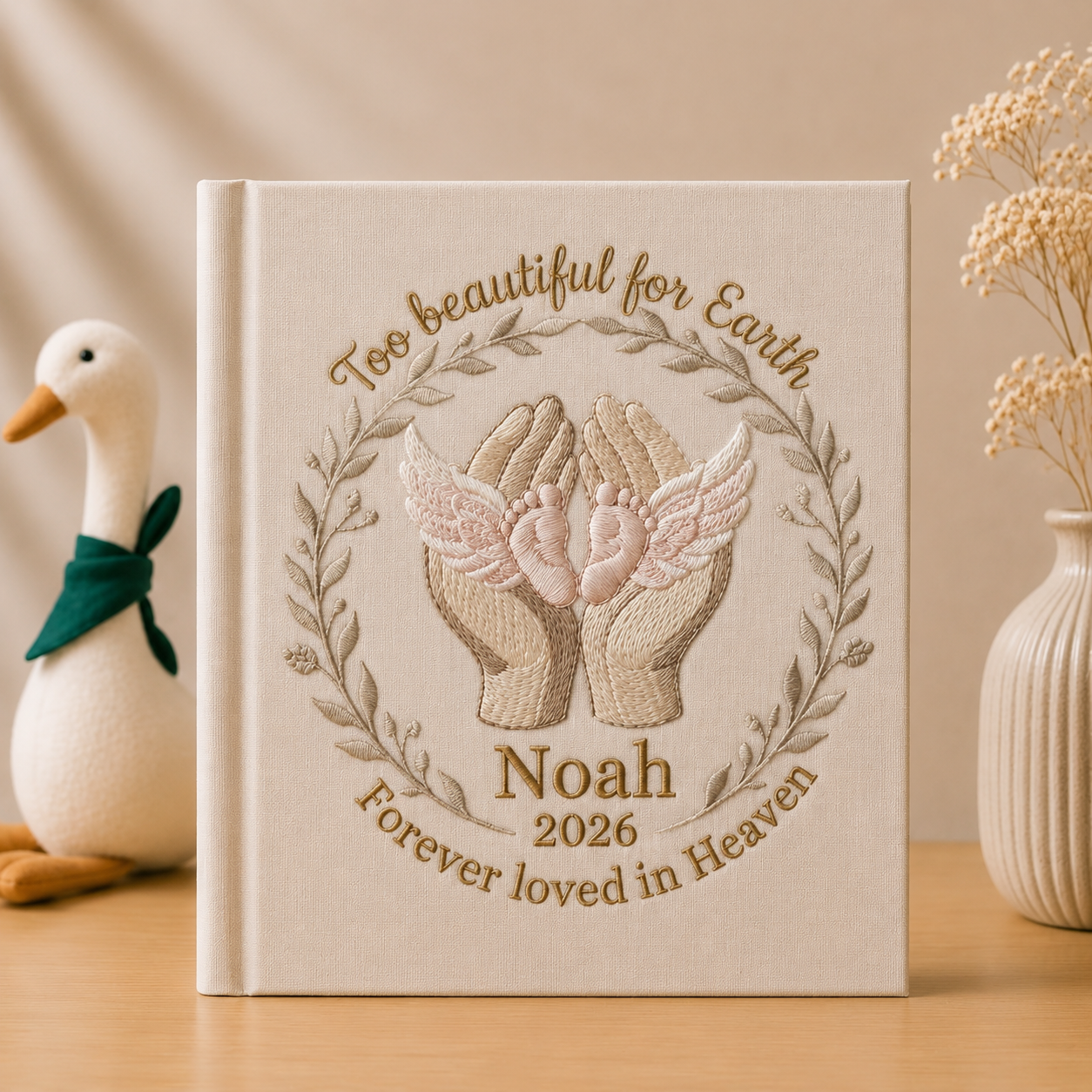 Personalized Baby Memorial Photo Album Angel Wings Remembrance Book Infant Loss Keepsake Forever Loved in Heaven Sympathy Gift