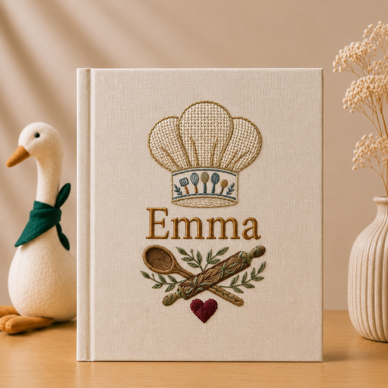 Personalized Recipe Book Custom Name Cookbook Kitchen Keepsake Family Recipe Journal Gift for Mom Grandma Baker or Home Chef