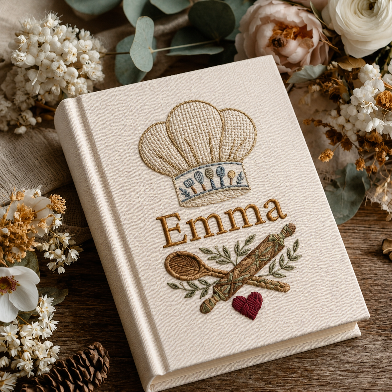 Personalized Recipe Book Custom Name Cookbook Kitchen Keepsake Family Recipe Journal Gift for Mom Grandma Baker or Home Chef