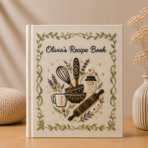 Botanical Recipe Book Personalized Cookbook Custom Kitchen Journal Family Heirloom Gift for Mom Grandma Bride or Wife