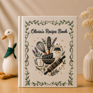Botanical Recipe Book Personalized Cookbook Custom Kitchen Journal Family Heirloom Gift for Mom Grandma Bride or Wife