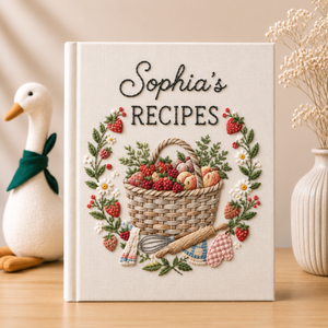 Custom Family Recipe Book Personalized Cookbook Cottage Kitchen Baking Journal Strawberry Recipe Keepsake Gift for Her