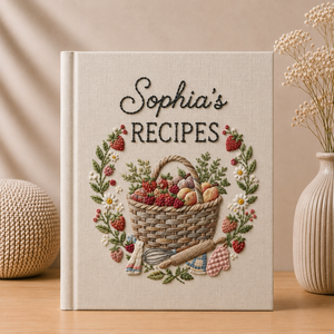 Custom Family Recipe Book Personalized Cookbook Cottage Kitchen Baking Journal Strawberry Recipe Keepsake Gift for Her