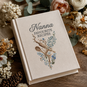 Nanna Favourite Recipes Personalized Cookbook Custom Family Recipe Book Floral Baking Journal Kitchen Keepsake Gift for Grandma