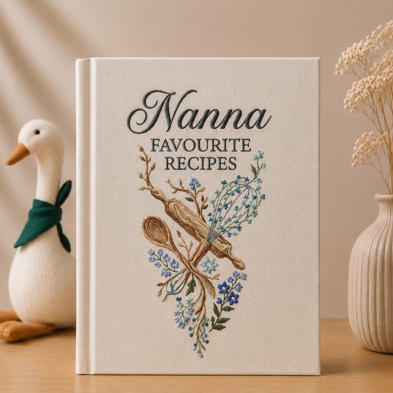 Nanna Favourite Recipes Personalized Cookbook Custom Family Recipe Book Floral Baking Journal Kitchen Keepsake Gift for Grandma