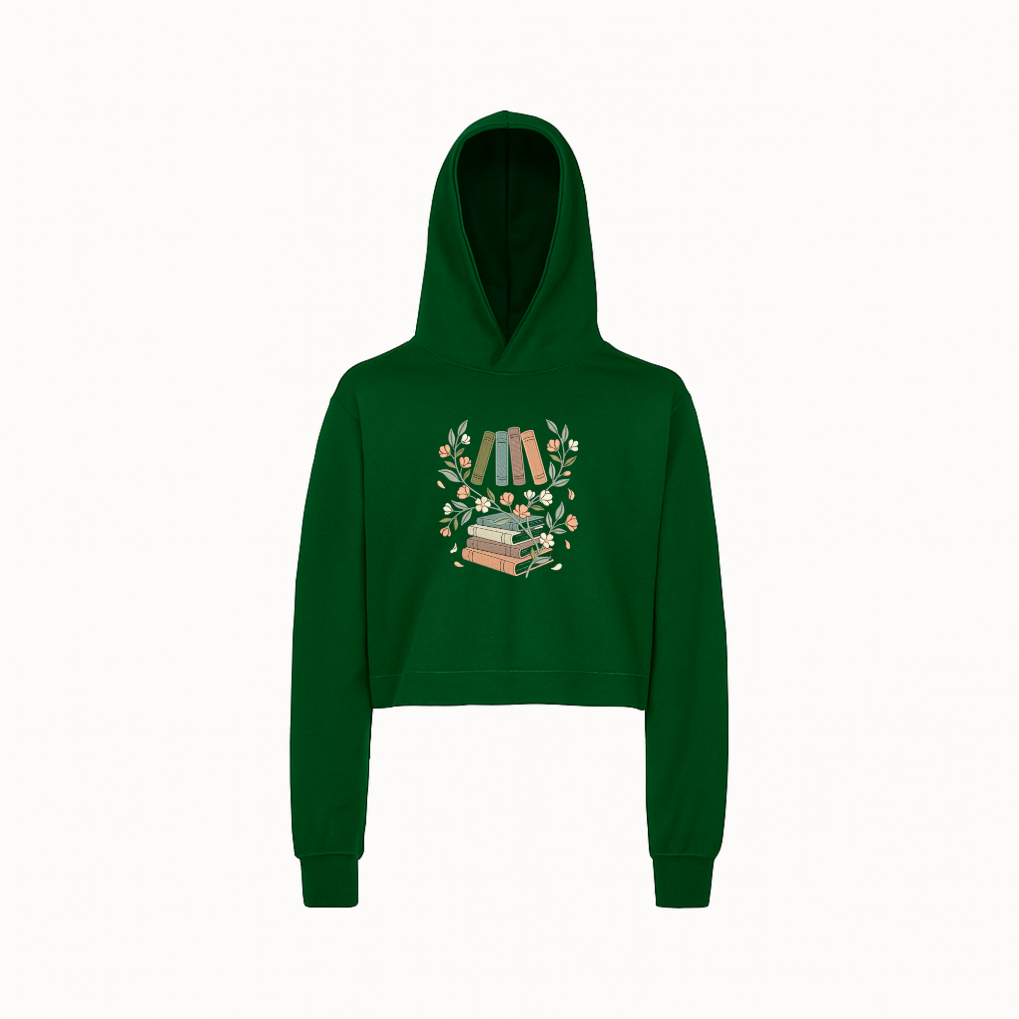 Floral Vintage Book Stack Embroidery Design - Hoodie