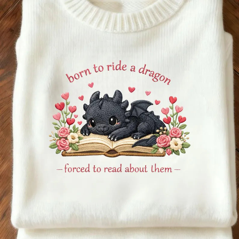 Valentine Dragon Book Embroidery File Fantasy Love Design Book Lover Gift Stitch Pattern