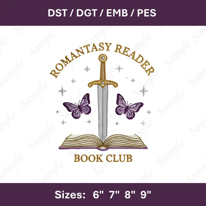 Romantasy Reader Embroidery File Fantasy Romance Book Lover Quote Machine Stitch Design