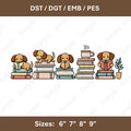 Book Lover Dachshund Embroidery File Reading Wiener Dog Design Bookish Doxie Pattern