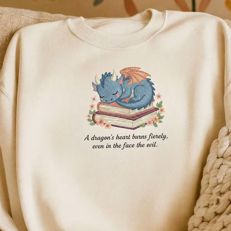 Dark Fantasy Dragon Embroidery File: Gothic Quote Design (Digital Download)