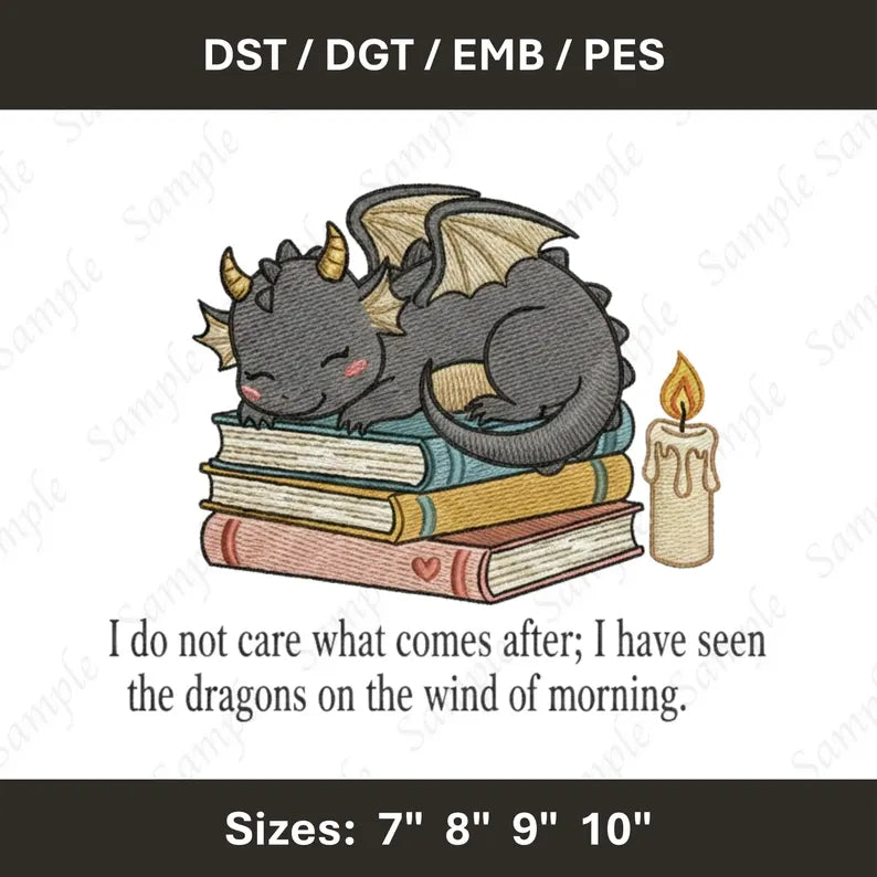 Gothic Fantasy Dragon Embroidery File: Quote Design (Digital File)