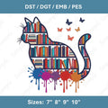Bookish Cat Embroidery File Book Lover Cat Machine Stitch Design Reading Cat Library Pattern