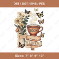Trendy Book Lover Faux Collage Embroidery File Bookworm Machine Embroidery