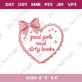 Good Girls Read Embroidery File, Book Lover Design (Digital Download)