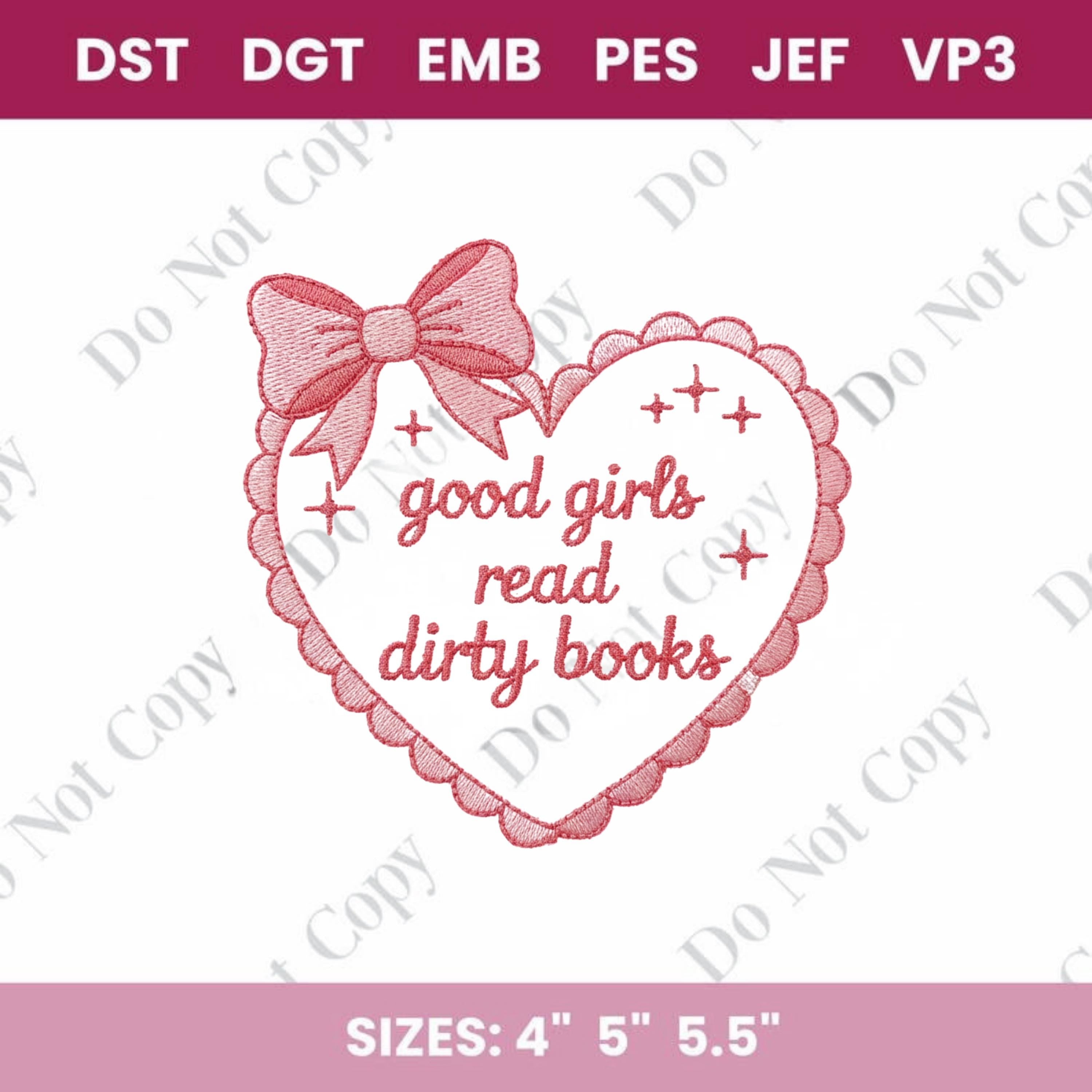 Good Girls Read Embroidery File, Book Lover Design (Digital Download)