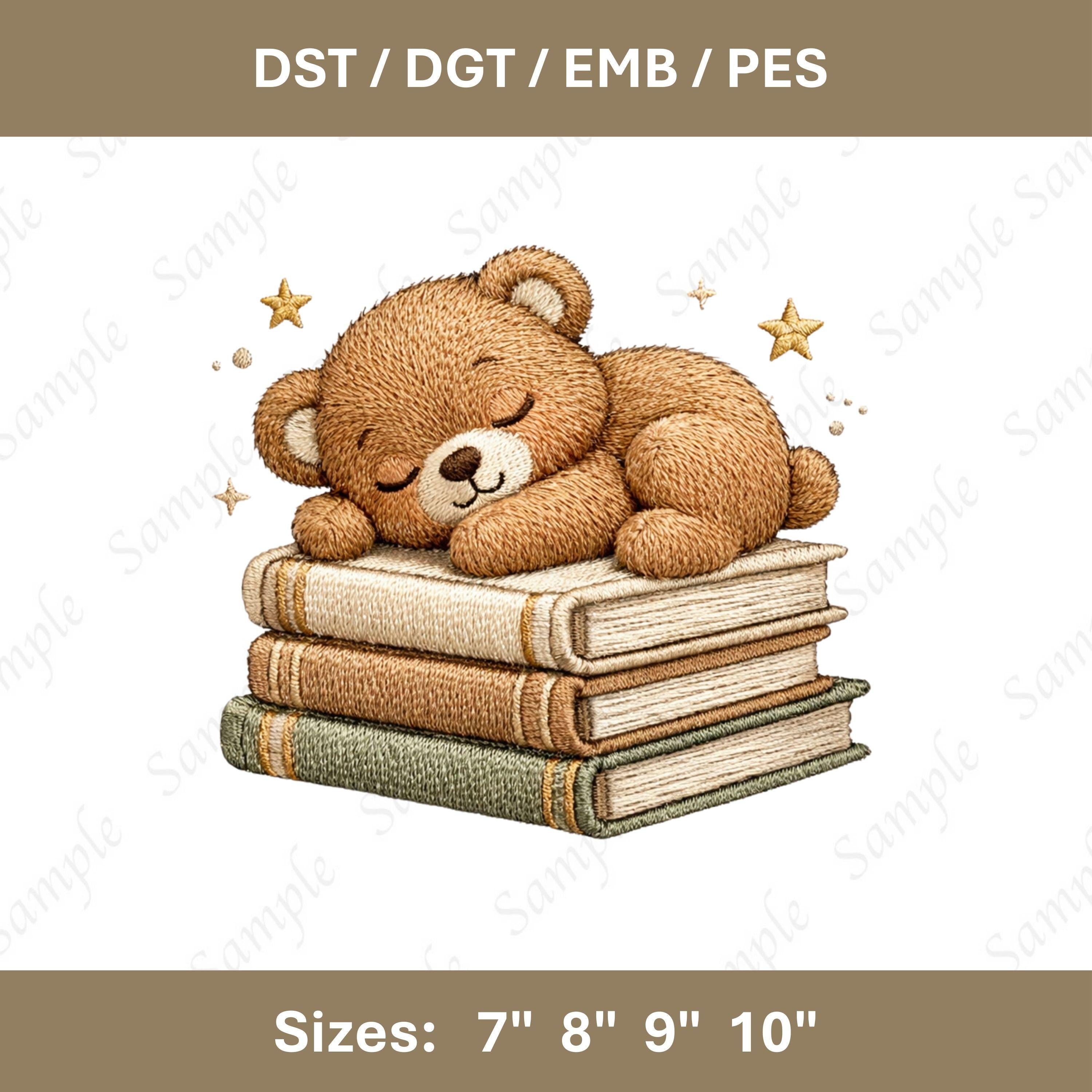 Adorable Sleeping Teddy Bear Embroidery File Baby Nursery Animal Cloud Stitch Design