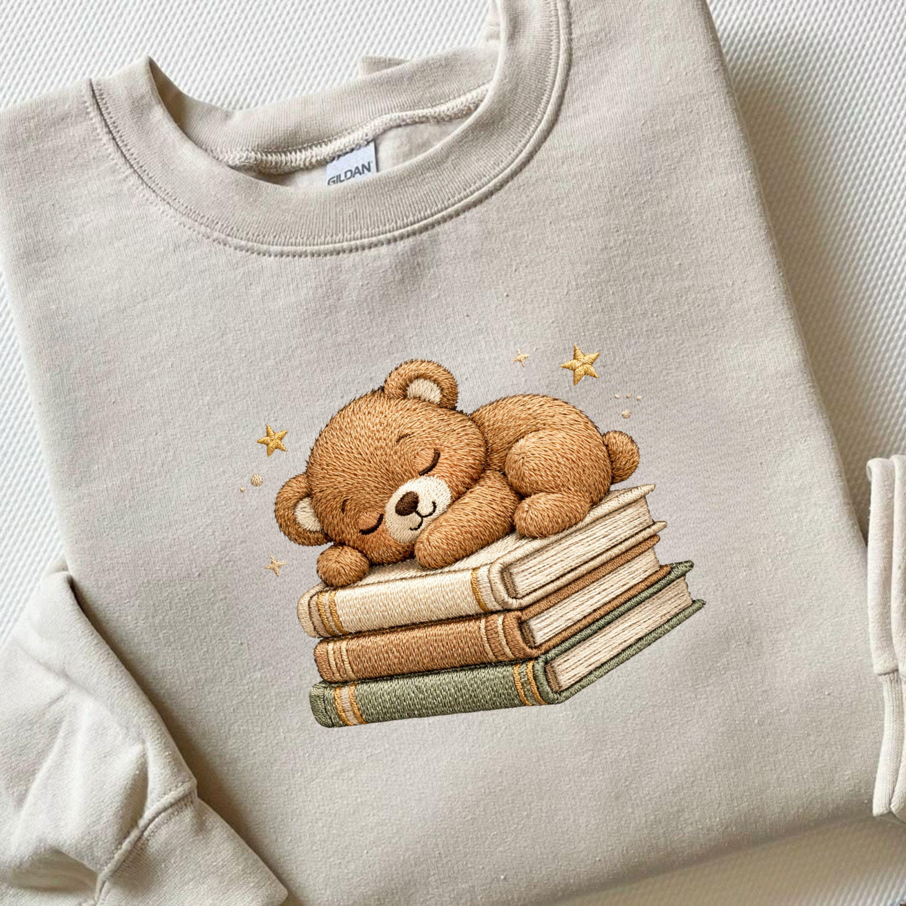 Adorable Sleeping Teddy Bear Embroidery File Baby Nursery Animal Cloud Stitch Design