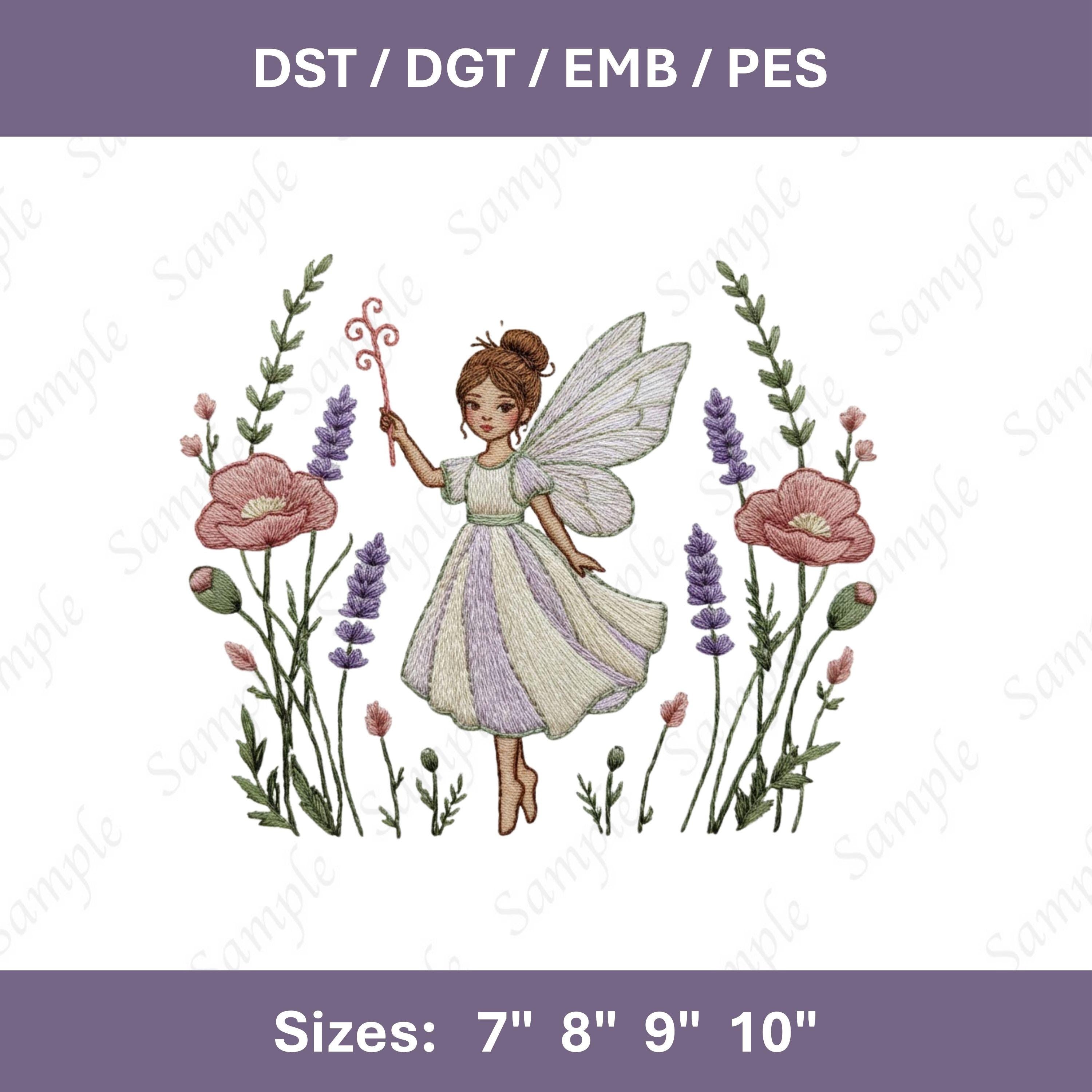 Dancing Fairy Embroidery File Whimsical Floral Fantasy Fairy Tale Design
