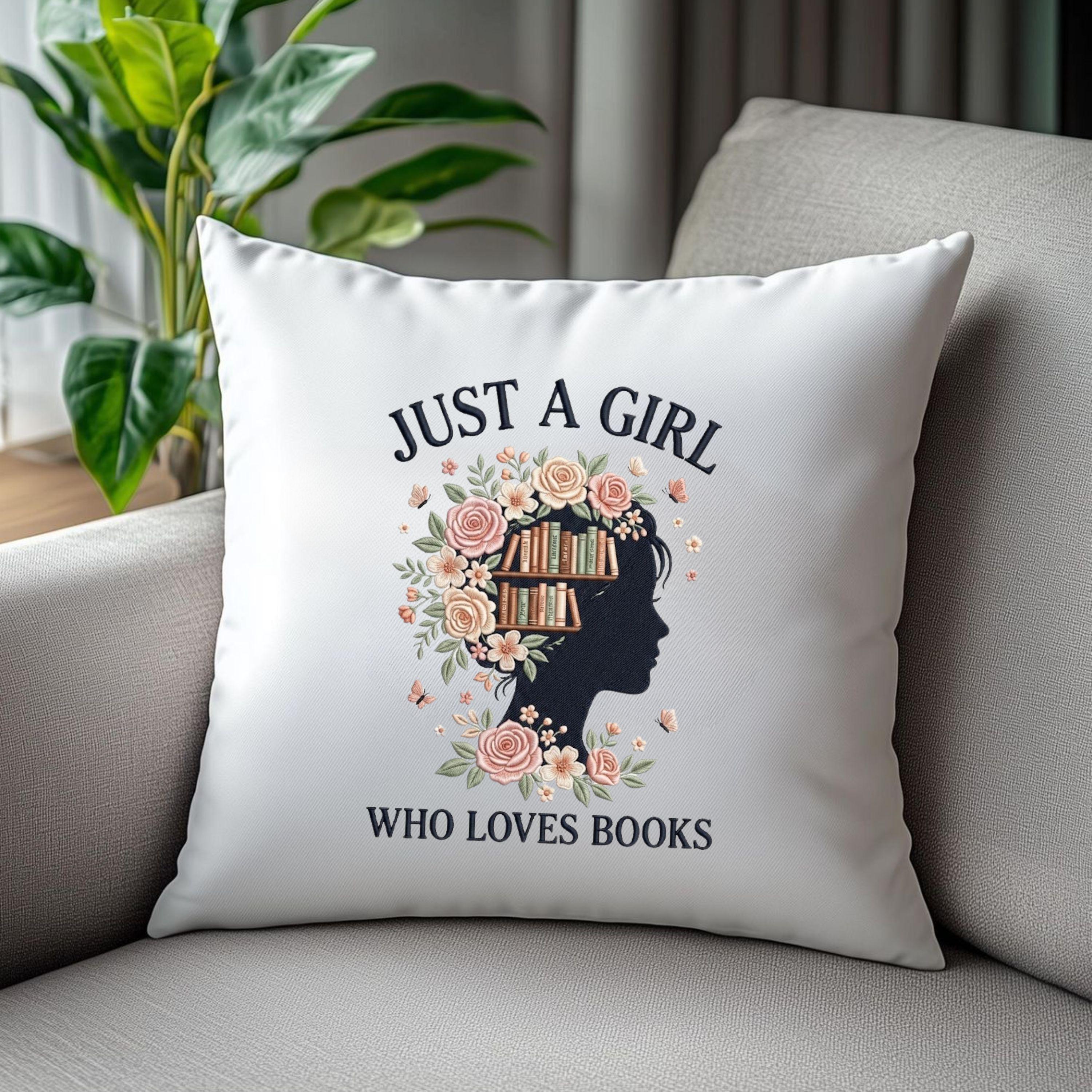 Just A Girl Who Loves Books Embroidery Design (Digital Download)