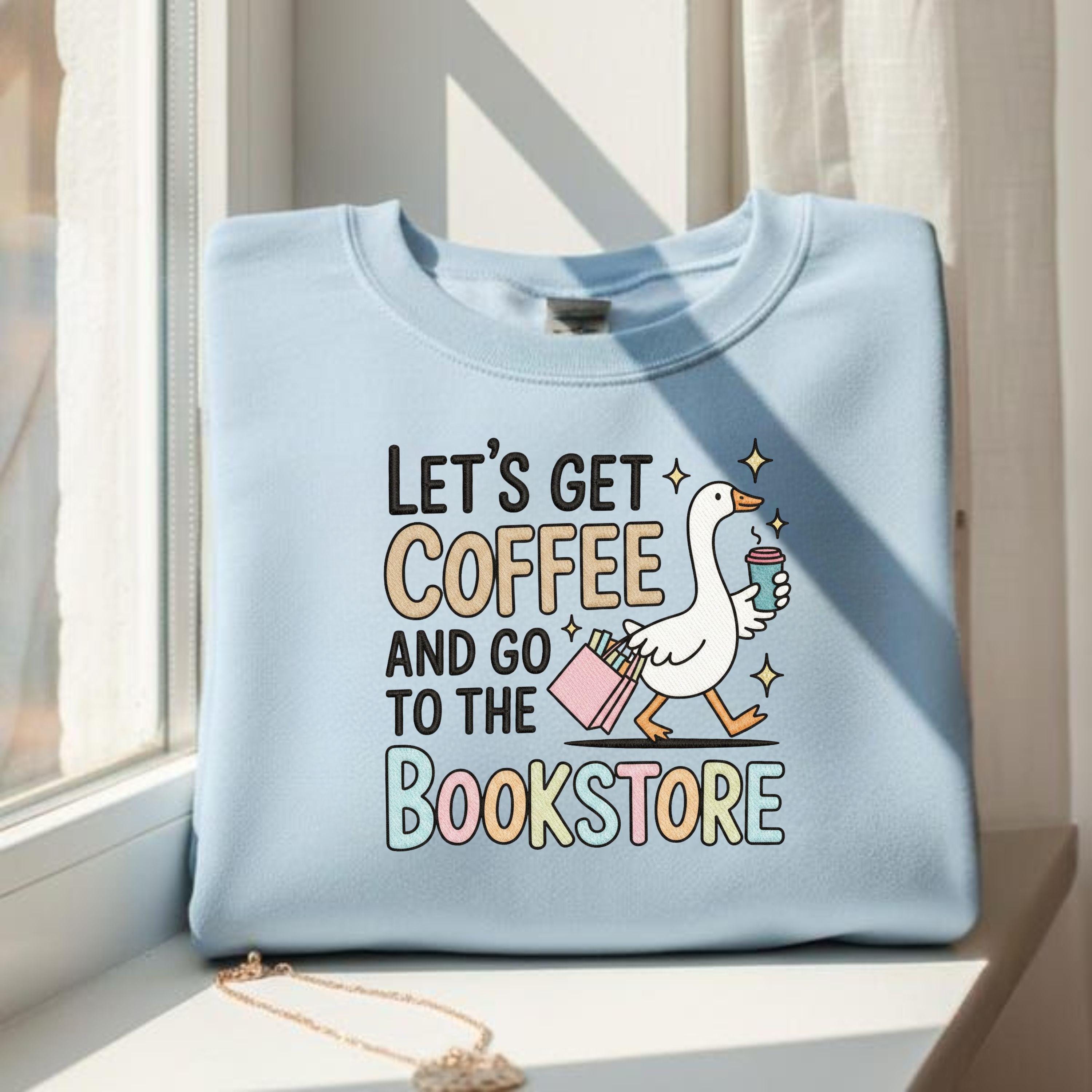 Coffee Bookstore Embroidery File: Let's Get Coffee Design (Digital Download)