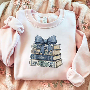 Bookish Floral Stack Embroidery File Coquette Bow Machine Embroidery Design