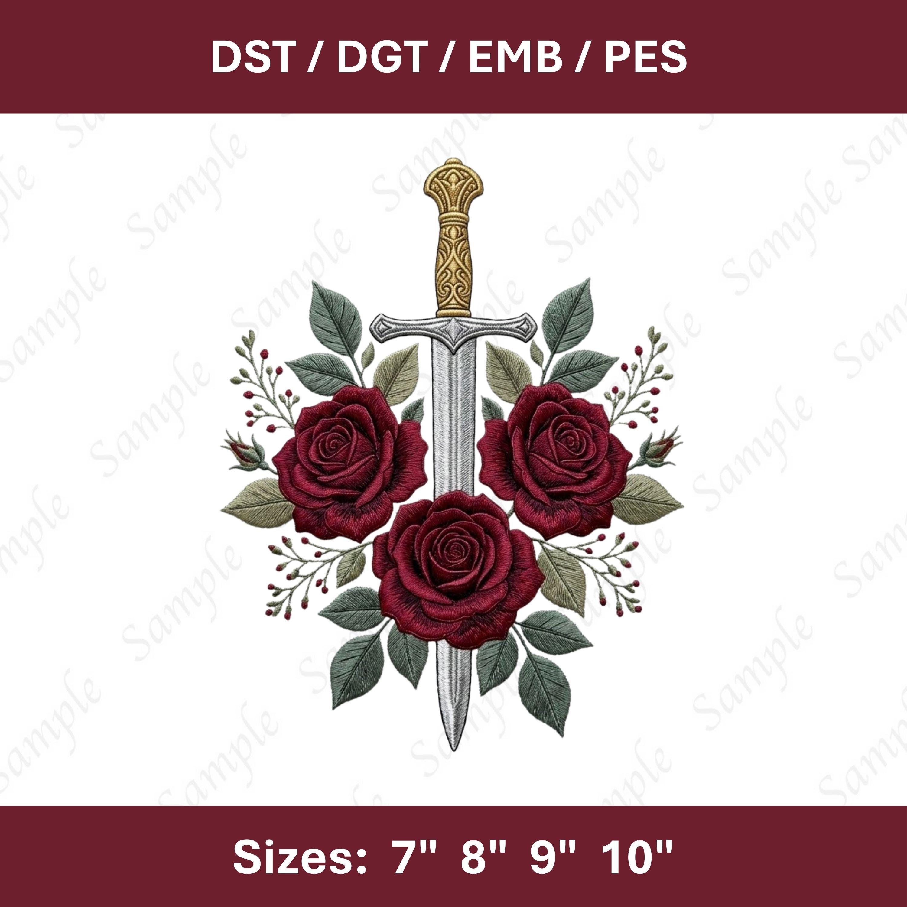 Sword Embroidery File: Dark Romance Gothic Fantasy Machine Stitch Design