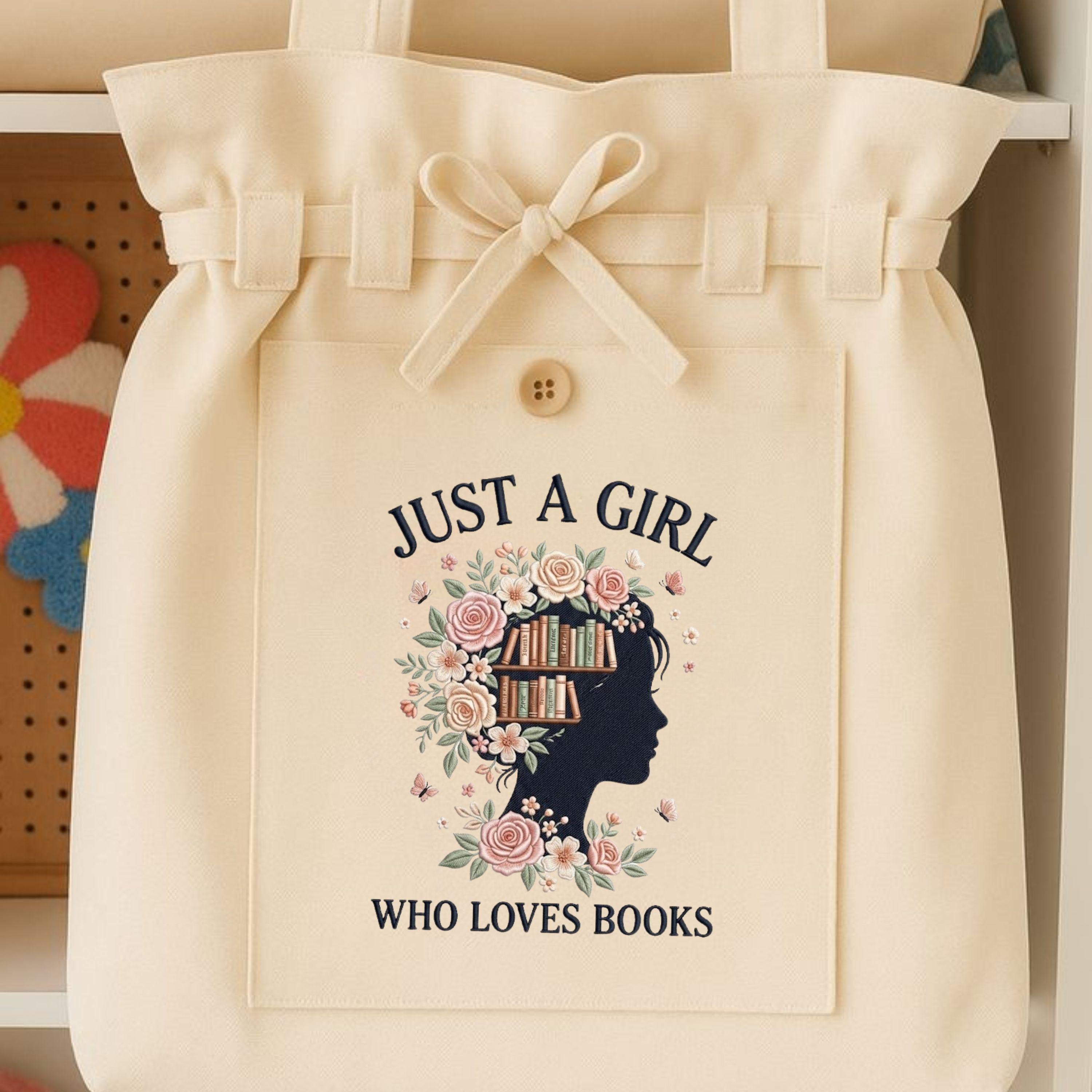 Just A Girl Who Loves Books Embroidery Design (Digital Download)
