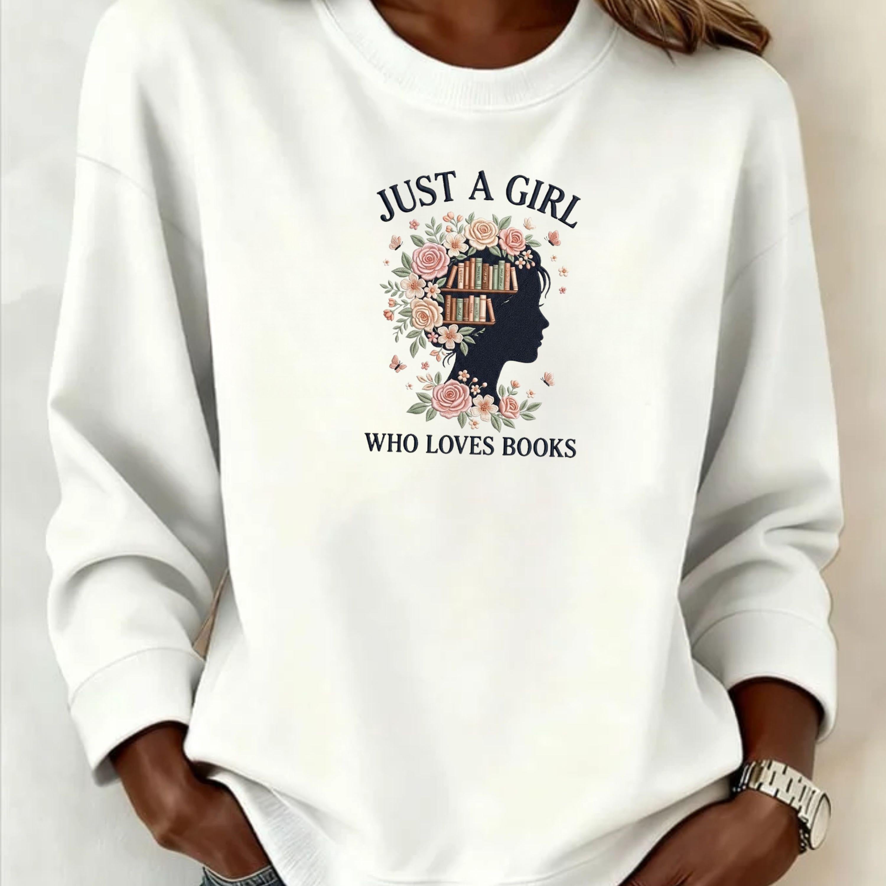 Just A Girl Who Loves Books Embroidery Design (Digital Download)
