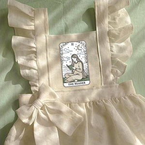 The Reader Tarot Embroidery Design: Woman Reading Moon Stars (Digital File)