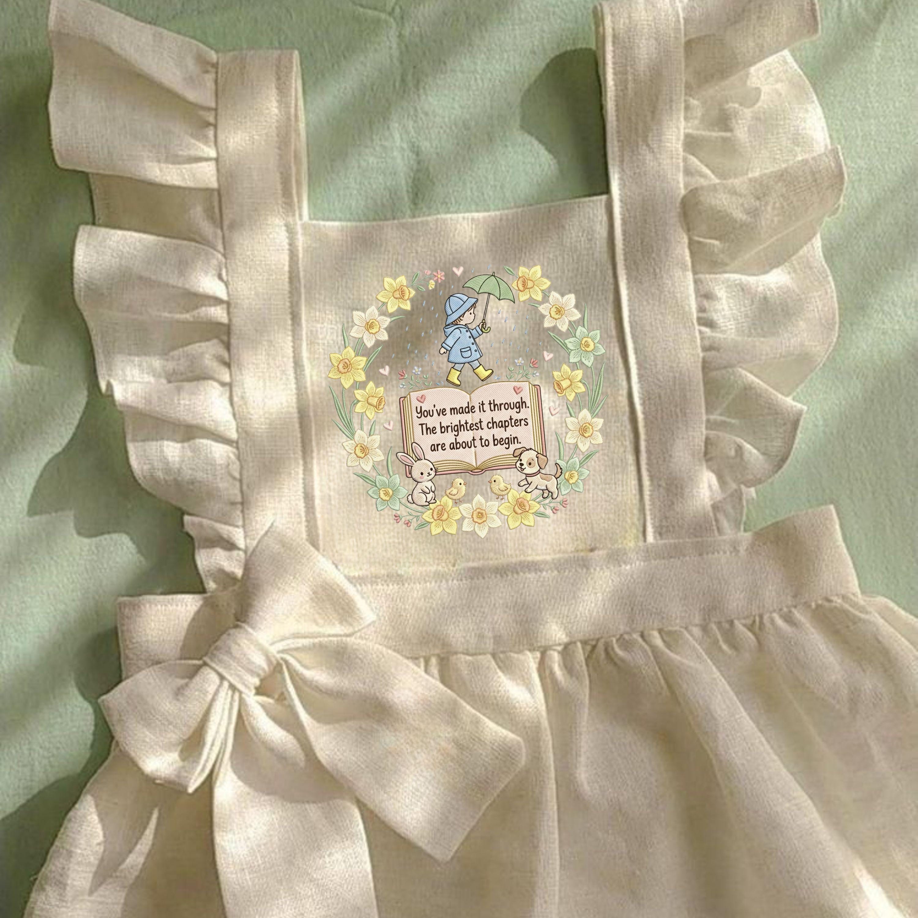 Embroidery Design – Child, Bunny, Puppy, Daffodils, Storybook (Digital File)