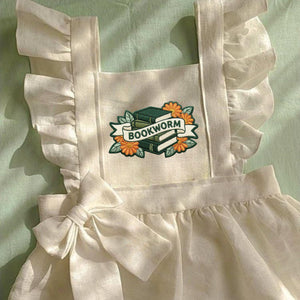 Bookworm Embroidery Design: Stacked Books, Floral Accents (Digital Download)