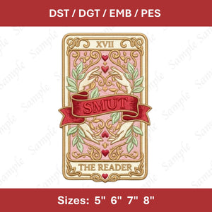 Smut Reader Tarot Embroidery File: Vintage Romance Book Lover Stitch Design (Digital Download)