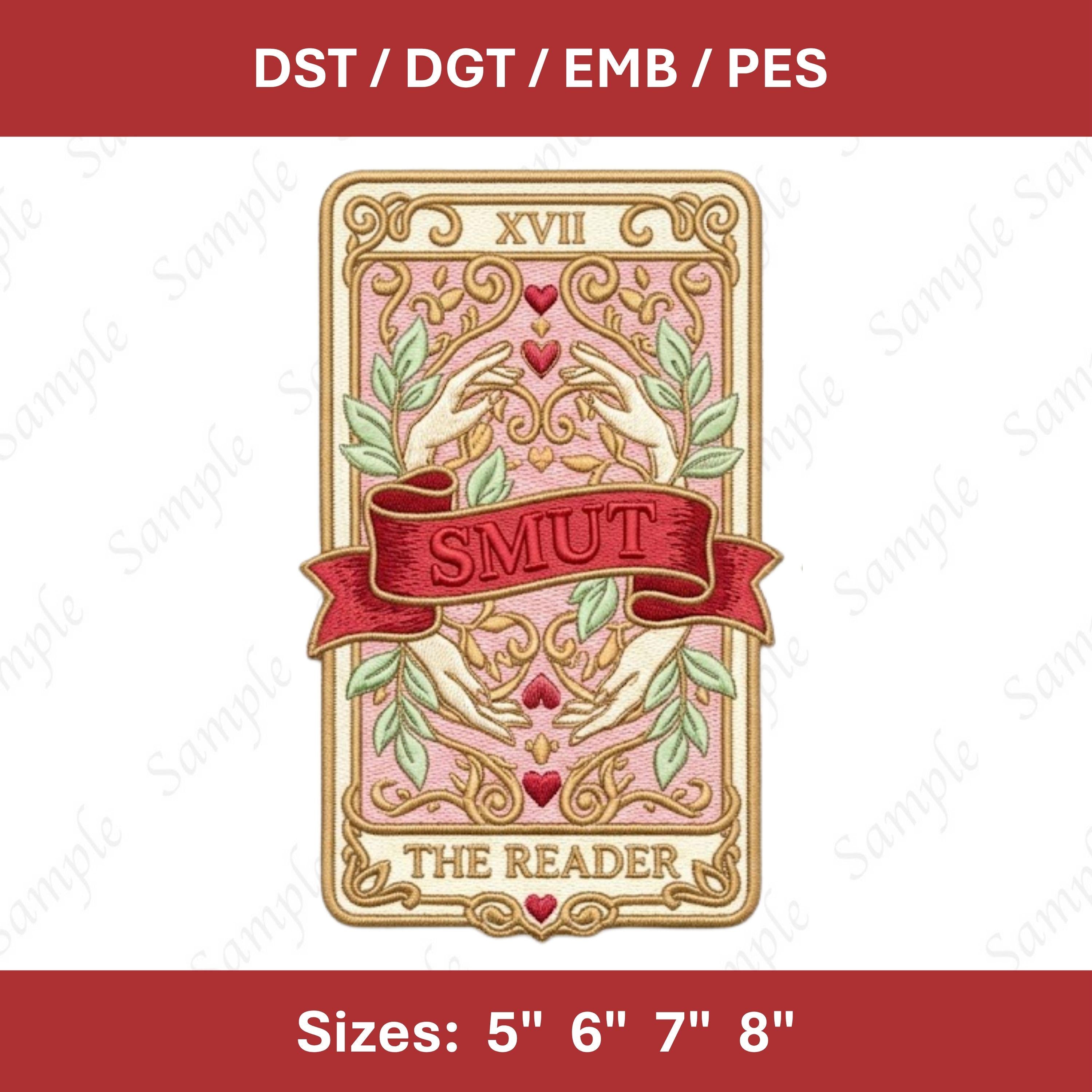 Smut Reader Tarot Embroidery File: Vintage Romance Book Lover Stitch Design (Digital Download)