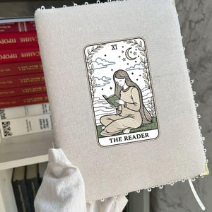 The Reader Tarot Embroidery Design: Woman Reading Moon Stars (Digital File)