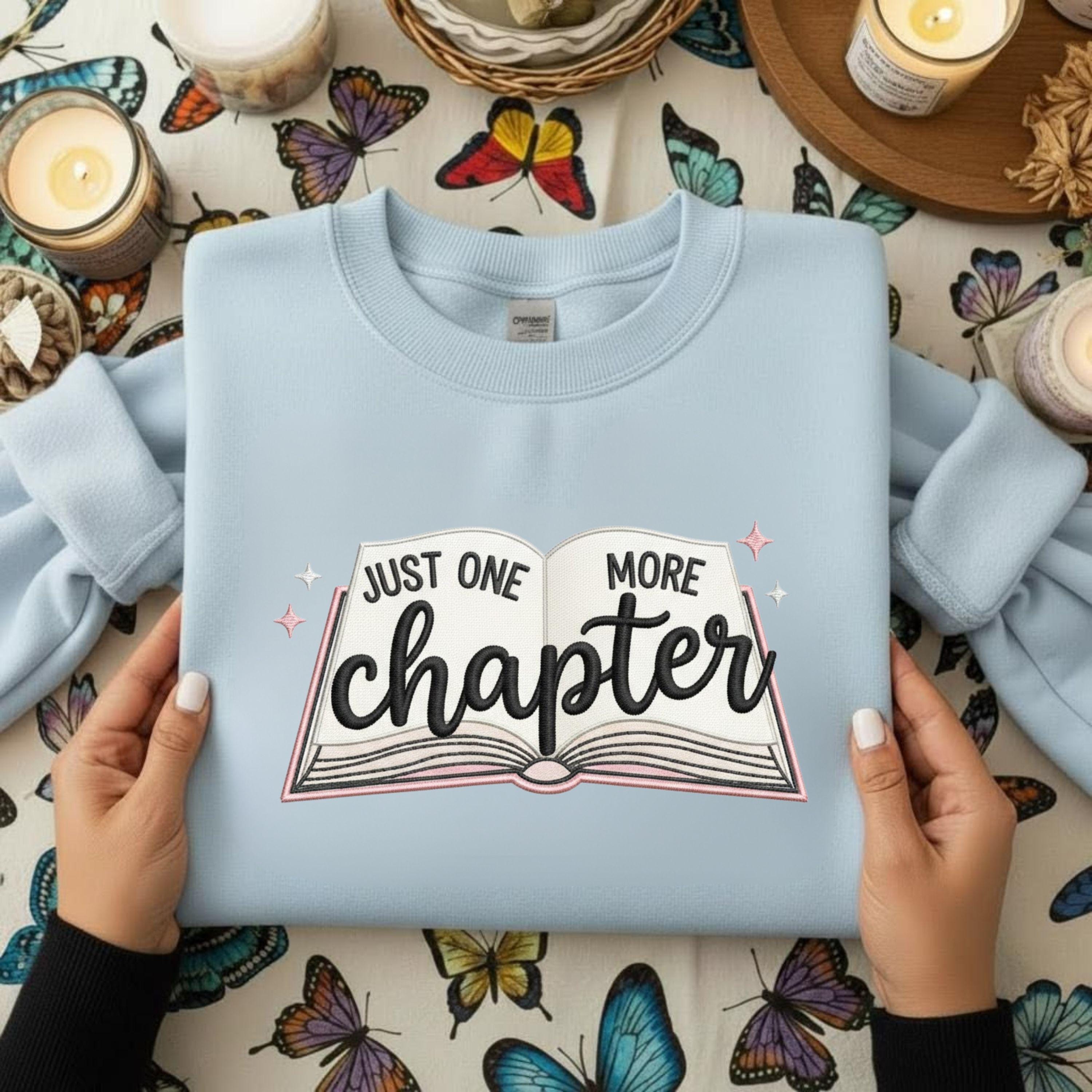 Just One More Chapter – Embroidery Design (Digital File)