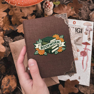 Bookworm Embroidery Design: Stacked Books, Floral Accents (Digital Download)