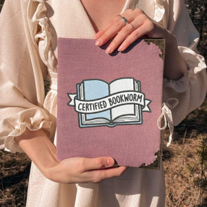 Certified Bookworm Embroidery Design: Open Book Reading Quote Stitch (Digital File)