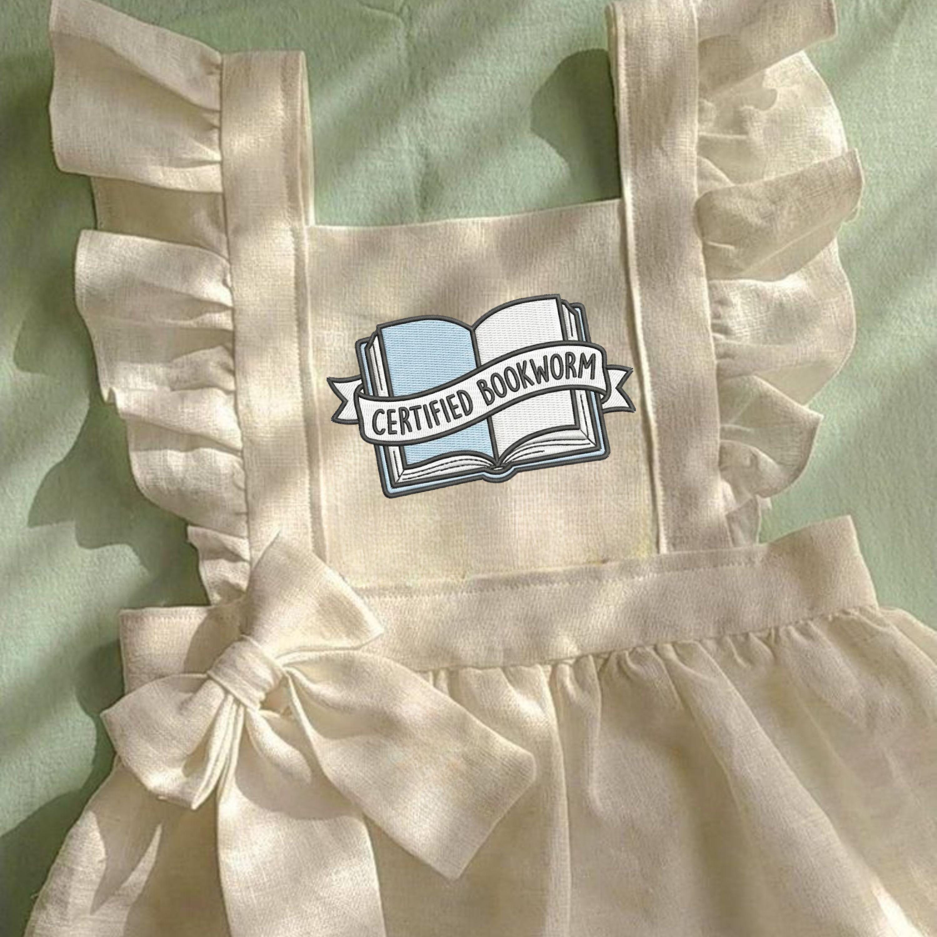 Certified Bookworm Embroidery Design: Open Book Reading Quote Stitch (Digital File)