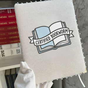 Certified Bookworm Embroidery Design: Open Book Reading Quote Stitch (Digital File)